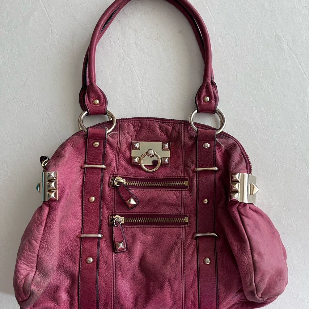 Betsey Johnson Pink Shoulder Bag with Silver Details